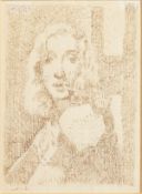 20th Century School. An Ink Sketch probably of Marlene Dietrich, Indistinctly Signed. 6