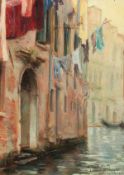 Helene Mosticker-Lavergne (19th/20th Century) French. Washing Drying over a Venetian Canal.