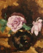 20th Century Continental School. A Still Life of Purple Flowers, Oil on Board. 18