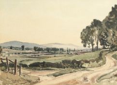 Claude Muncaster (1903-1974) British. 'View of Downs from Lee Farm, Fittleworth', Watercolour,