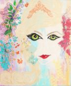 Grace Morgan. Three Head Studies of Females, One Titled 'Alice in Wonderland', Oil on Canvas,