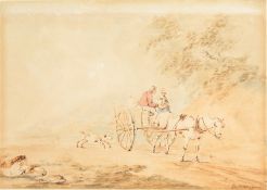 Peter La Cave (1769-1810). Horse and Cart on a Country Lane, Signed, 5