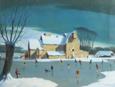 Geoffrey Rock, Canadian. Figures Skating on a Frozen Lake before Farm Buildings, and another by