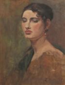 J. Patrick (20th Century). Head Study of a Lady, Oil on Canvas. 18