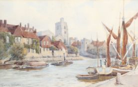 Warren Williams (1863-1941) British. A View of Maidstone from the River, Watercolour, Signed. 10