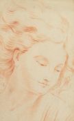Circle of G.B. Cipriani. Head of a Young Woman, Sanguine Drawing. 10.5