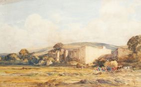 Alexander Caruthers Gould (1870-1948). 'Haymaking by a Ruined Castle', Exhibited at the R.A. 1899,