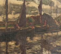 Danish School, 20th Century. Harbour at Hastrup, Oil on Canvas, Indistinctly Inscribed and Dated