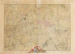 John Rocque, A Map of London, 18th Century, later Hand-Coloured, 20