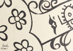 A Collection of Five French Drawings featuring Insects, Watercolour, 12