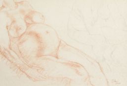 A Chalk & Pencil Study of Pregnant Women Signed 'John' and Dated 1928. 14
