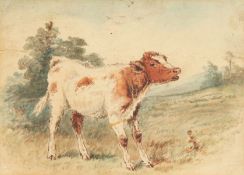19th Century English School. A Pair of Watercolours of Cattle, One Indistinctly Signed, each 5