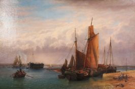 William Henry Mason (19th Century). A View of Shipping at Chichester with Bosham Church in the