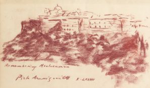 Pietro Annigoni (1910-1988) Italian. 'Remembering Montecassino', Crayon Drawing, Signed and