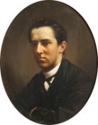 Sybrand Altmann (1822-1890) Dutch. Portrait of a Young Gentleman, Oil on Mahogany Panel, Signed