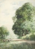 Charles Harrington (1865-1943) British. Cattle Grazing in Woodland Shade, Watercolour, Signed. 14