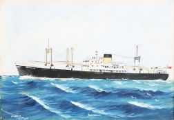 H. Crane, 20th Century. 'Baltrover', a Study of a Ship, Signed and Inscribed. 10