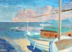 Wright (20th Century). Cala San Vicente, Oil on Board, Signed. 20