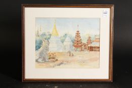 Burmese/Malayan School? A Pair of Watercolour's of Temples and Monuments each 8