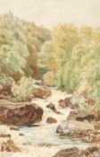 19th Century English School. A Waterfall with Woods Beyond, Watercolour, Indistinctly Signed and