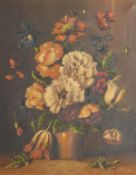 Christopher Cawthorne (20th Century) British. A Pair of Still Life Paintings of Mixed Flowers, Oil