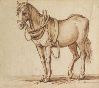 An Old Master Drawing of a Horse. Ink and Wash. 3.75