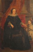 Follower of Van Dyck. A Pair of Portraits of a Wealthy Couple with their Children, Oil on Canvas.