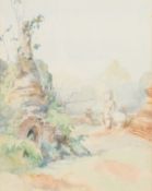 Burmese/Malayan School?. View of a Monument in the Grounds of a Temple, Watercolour.