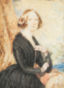 19th Century English School. A Portrait of a Lady, Watercolour, Indistinctly Signed and Indistinctly