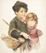 C. H. Jennings. A Study of Two Children, Watercolour, Signed and Dated '1898. Unframed. 12