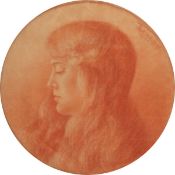 20th Century Continental School. A Head Study of a Female, Chalk, Indistinctly Signed. 16.5