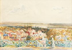 William Monk (1863-1937). Harrow on the Hill from St Mary's, Watercolour, Signed and Inscribed. 7