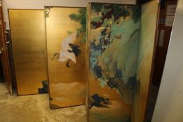 A 19TH CENTURY CHINESE SIX FOLD ROOM DIVIDING SCREEN, the large screen finely decorated with