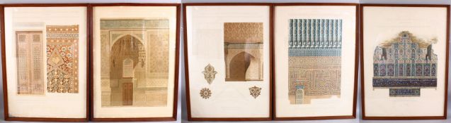 FIVE FRAMED RUSSIAN 20TH CENTURY LITHOGRAPH BOOK PLATES OF ISLAMIC SUBJECT - AFTER PETR PETROVICH