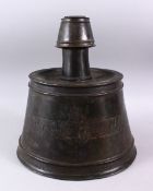 A GOOD LARGE EGYPT OR SYRIA 13TH / 14TH CENTURY MAMLUK BRONZE & SILVER INLAID CALLIGRAPHIC