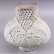 A GOOD 19TH CENTURY OR EARLIER INDIAN MUGHAL TURBAN STONE, 31cm high x 30cm wide,