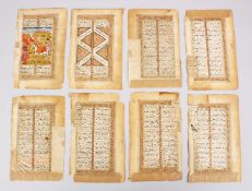 A COLLECTION OF EIGHT 18TH / 19TH CENTURY INDIAN MUGHAL MINIATURE PAINTINGS AND MANUSCRIPTS, the