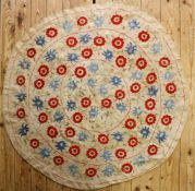 A GOOD 18TH CENTURY TURKISH OTTOMAN EMBROIDERED SUZANI CLOTH, finely embroidered decoration of