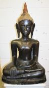 A FINE LARGE 17TH / 18TH CENTURY THAI BRONZE FIGURE OF BUDDHA,, in a seated bhumisparsha position,