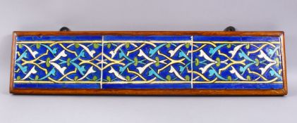 A RARE SET OF 16TH CENTURY TIMURID CENTRAL ASIAN FRAMED TILED, 77cm x 18cm