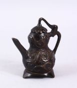 A CHINESE MING DYNASTY BRONZE DOUBLE GOURD SHAPED WATER DROPPER, 8cm high.