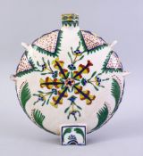 A GOOD EARLY TURKISH KUTAHYA POTTERY WATER FLASK, with floral decor, AF, 21.5cm.