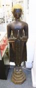 A VERY FINE AND LARGE 18TH CENTURY THAI BRONZE FIGURE OF BUDDHA, in an upright stood position