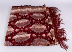 A 19TH CENTURY INDIAN / EASTERN SILK SHAWL / TEXTILE,