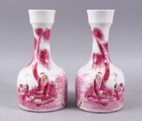 A GOOD PAIR OF CHINESE REPUBLIC STYLE FAMILLE ROSE PORCELAIN VASES, with immortal figure beneath a