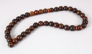 A SET OF 19TH CENTURY CHINESE QING DYNASTY RHINOCEROS / RHINO HORN ROSARY BEADS / NECKLACE,
