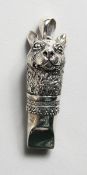 A CAST SILVER RABBIT NOVELTY WHISTLE.
