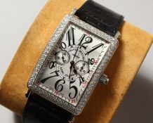 A SUPERB FRANCK MULLER LONG ISLAND .750 WHITE GOLD AND DIAMOND WATCH, No. 04 of 1100, with