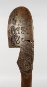 A GOOD ENGRAVED MAORI CLUB. 13ins long.