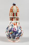 AN 18TH CENTURY MEISSEN JAPAN PATTERN SUGAR CASTER. Crossed swords mark in blue. 7ins high.